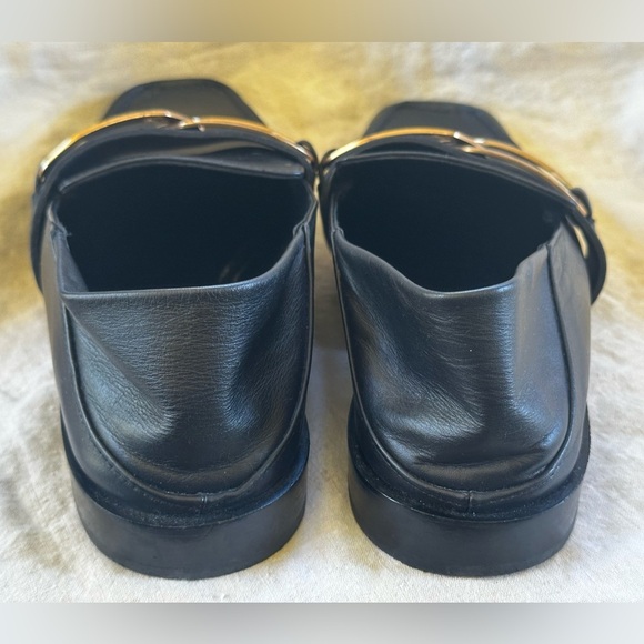 Frame Le Miramar Black Leather Chain Embellished Collapsible Heel Loafer Size 40 - Picture 7 of 15